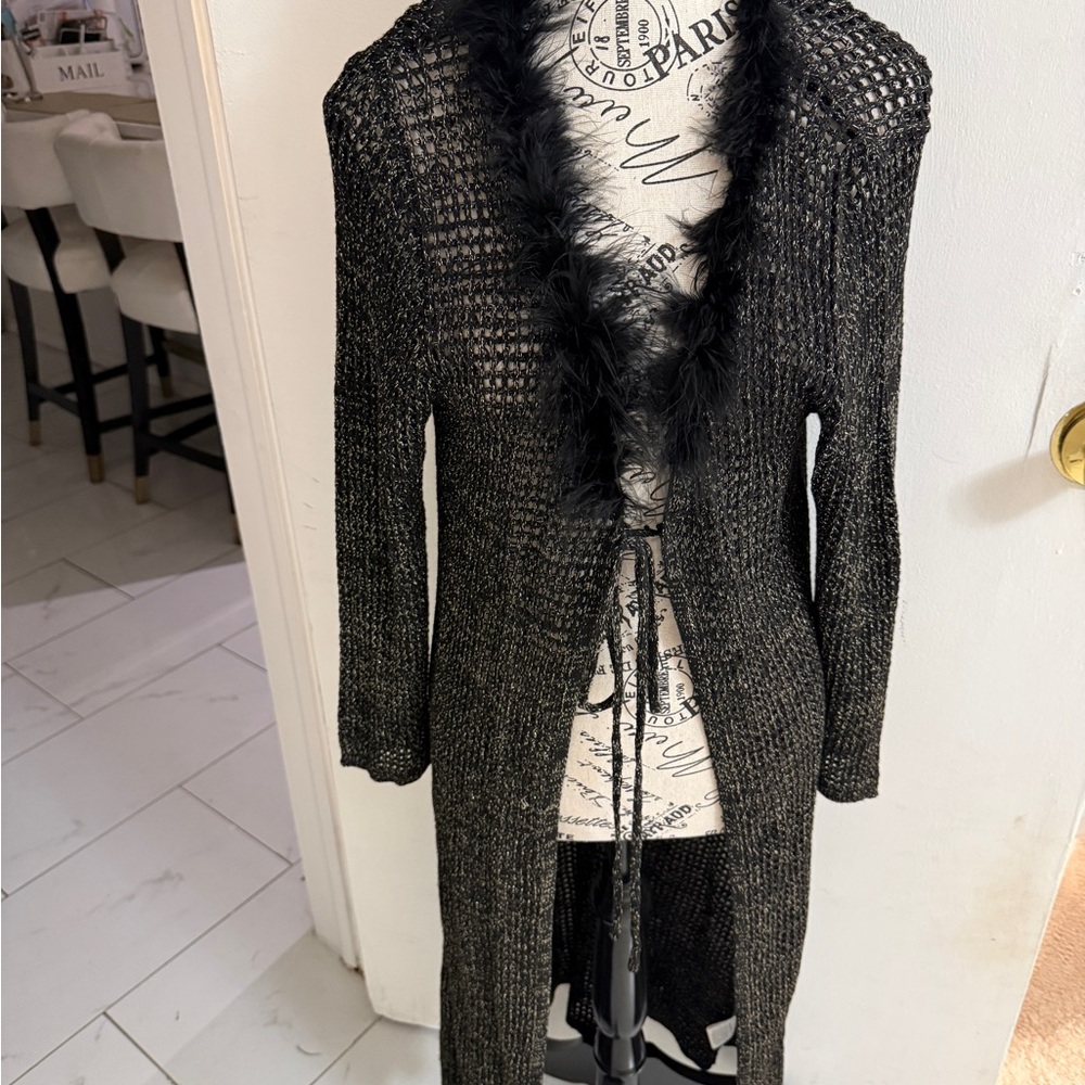 Chic Black Open-Front Women's Cardigan